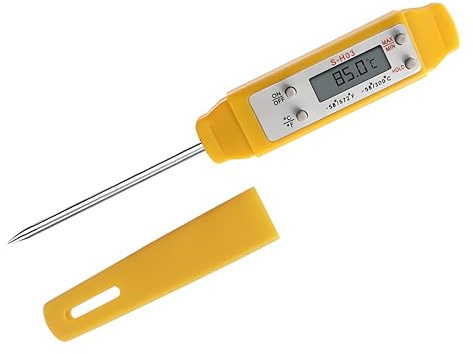 Ausenzup Meat Thermometer - Digital Food Thermometer for Cooking Kitchen - Automatic Calibration Pen Style Electronic Pocket Thermometer for Water Temperature, Barbecue (Yellow)