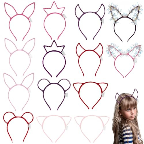 AYBUY Animals Stirnband, 12 Stück Lustiger Haarreif, Party Accessoires für Easter Geburtstag, Halloween, Weihnachten, Karneval