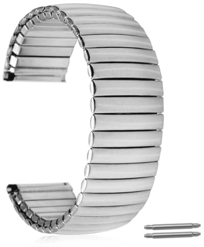 Hearkent 18mm Elastisches Uhrenarmband,Edelstahl ErweiterungsUhrenarmbänder, Unisex (Silber)
