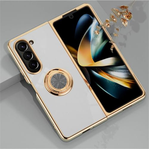 Galvanische magnetische Ringhalter-Telefonhülle für Samsung Galaxy Z Fold 5 4 Fold5 Fold4 5G Hartschalenhülle, weiß, für Samsung Galaxy Z Fold4