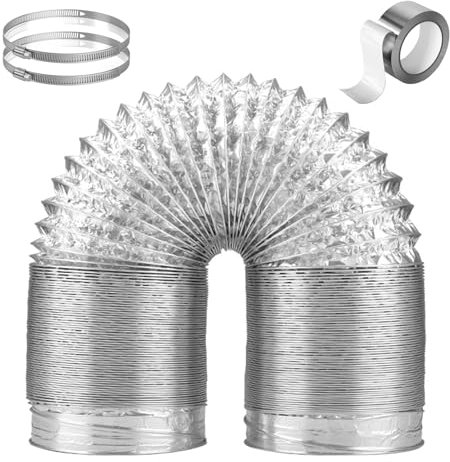 Tuyau Evacuation Seche Linge Tuyau D'évacuation Flexible pour Sèche-linge avec Collier de Serrage et Ruban Adhésif, Tuyau D'évacuation Extra Long pour Sèche-linge à Faire Soi-même, Tuyau D'évacuation