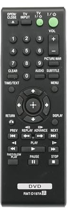 AULCMEET Remote Control,RMT-D197A RMT-D197P New Replace Remote fit for Sony CD DVD Player Recorder DVP-SR320 DVP-SR405P DVPSR310P DVP-SR210P DVP-SR210PB DVP-SR310P