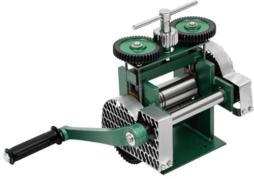 PODEC Manuelle Kombinationswalzmaschine, Schmucktablettierung Mit Quadratischer Linienrille, Handkombinationswalzwerk, Rollenbreite 120 Mm, Rollendurchmesser 58 Mm, Für Schmuckdesign Und -Reparatur