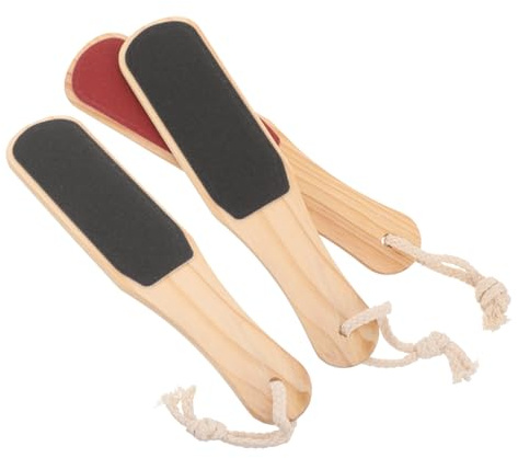 PACKOVE Raspador de Pies 3piezas, Removedor de Células Muertas y Callos, Exfoliante para Pies Mango de Madera, Adecuado para Uso Profesional Casa