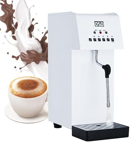 Fully-Automatic Espresso Coffee Foam Maker - 6L Boiler Electric Commercial Bubble Tea, Steam Boiling Hot Water Dispenser, 360° Steam Spray, Stainless Steel Tank, Single Outlet