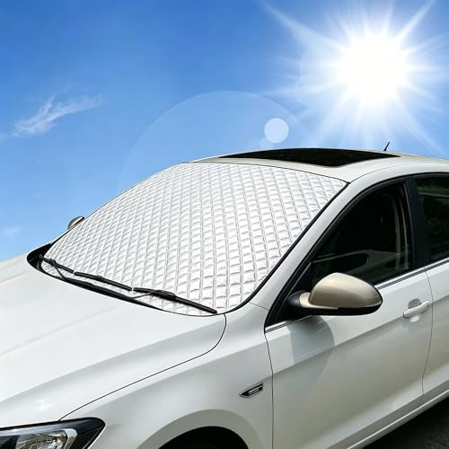 Car Windshield Cover, Premium Reflective Windscreen Sun Shade Blocks, Foldable Car Windscreen Sun Shade for Cars, Trucks, SUVs & Vans, Universal Fit Car Sun Shades Windscreen Protects Dashboard