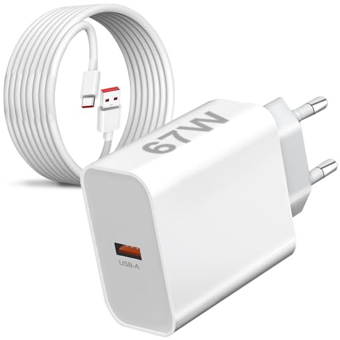 67W Cargador Movil y Cable para Xiaomi 13 Lite/14/13 Pro/12T/12 12X/11T 17T 14T 15 Ultra,Redmi Note 15 13 5G/A3/11 Pro+ 5G/11/10/12,Poco F4/X4 5G/X4 GT/X5 X6 /F3 X3 M5S M6 Turbo Charge Carga Rapida