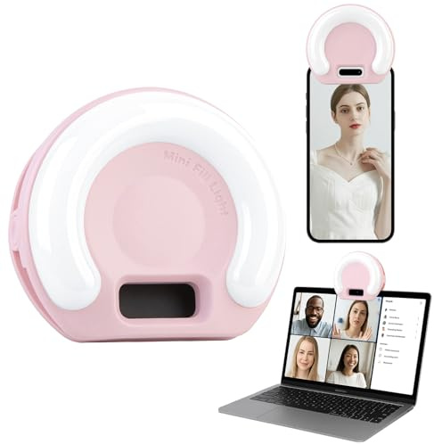 Luz portátil para selfies para iPhone, iluminación con clip para creador de contenido, artículos esenciales para teléfono/laptop, grabación de video vlog, luces LED imprescindibles para