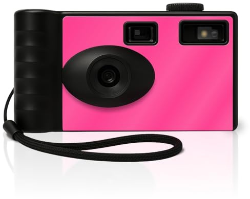 LENSY Screen Free Digital Camera | Four Built in Filters | Rechargeable, 8mp, Lightweight, Focus-Free, Auto-Flash, Easy-to-Use, Reusable, Retro Film-Style Photos (Pink)