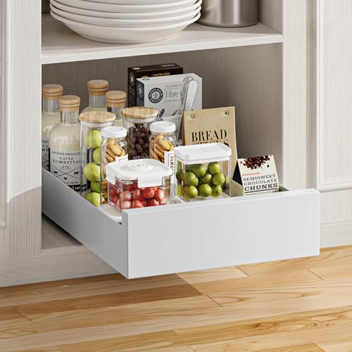 Warmiehomy Pull Out Cabinet Organiser W 25cm for Cupboard, White