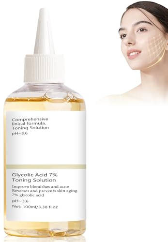 AstraVox Tonico Acido Glicolico 7%, Tonico Esfoliante Viso, Acido Glicolico Viso Restringe i Pori, Rimuove l'Acne, Controlla Il Sebo, Illumina La Pelle Spenta, Delicato Per Tutti i Tipi Di Pelle