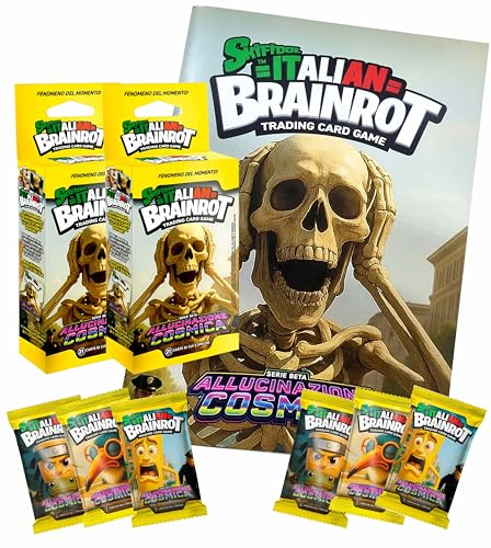 Skifidol Italian Brainrot Trading Card Game, Serie Beta, 2 Box da 3 Bustine (42 figurine) + Album Raccoglitore, Allucinazione Cosmica