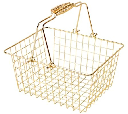 MagiDeal Panier de Courses en métal, bac de Rangement Robuste, Organisateur de supermarché Portable, Panier de Rangement en Fil métallique pour Jouets et, L