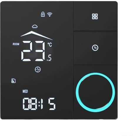 Für Tuya Smart WiFi Thermostat, Mit LED Knopf Steuerung, Für Wasserheizung Und Elektrische Fußbodenheizung, Wetteranzeige, Energiesparend (Schwarz 3A)