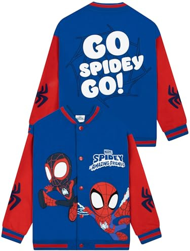 Marvel Spidey And His Amazing Friends Boys Bomber Jacket, Spiderman Boys Jacket, Spidey Baseball Jackets, Blue 3-4 Years