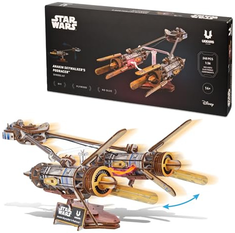 UGEARS Star Wars Anakin Skywalker's Podracer 3D Puzzle Bois Adulte - Maquette en Bois a Construire, Puzzle 3D, DIY Maquette de Vaisseau Star Wars, Construction Adulte, Casse Tete
