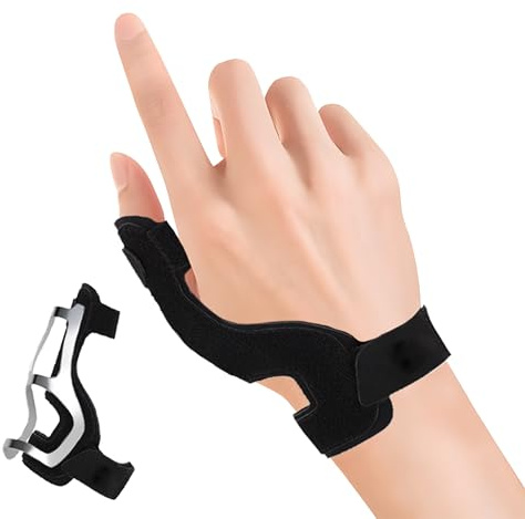 Attelle Pouce Droite Gauche, Orthèse du Pouce Universelle Attelle Doigt Convient pour la Main Support de Doigt avec Plaques en Aluminium Poignet Orthese Poignet Femme et Homme(Taille Unique/Noir)