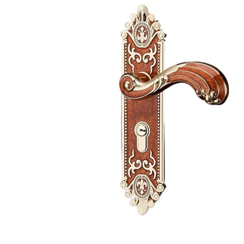 YXINAER Cerraduras de puerta doradas con llaves, manija, cerradura entrada seguridad blanca, herrajes antirrobo silenciosos for Manilla Puerta Exterior(RED AMBER_50MM)