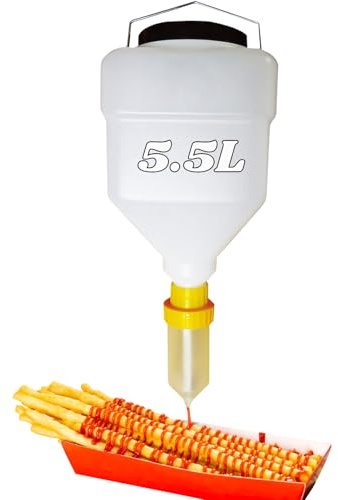 Gewürz Quetschflasche Zum Aufhängen, 5.5L Hängender Saucenspender, Nachfüllbare Soßen-Quetschflasche und Auslaufsicheres Design Ketchup Spender für Restaurants, Gewürze, Würzsaucen Salatsoße