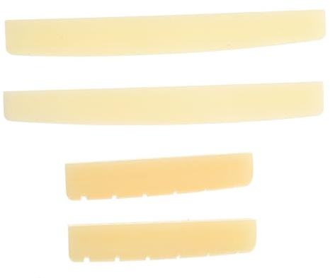 Zerodeko 2 Satz Brückenteile aus Echtem Kuhknochen für Folk Gitarren Leichtes Gitarrensteg Zubehör mit Verstellbarer Saitenhöhe und Geschwungenem Design für Verbessertes Spielgefühl