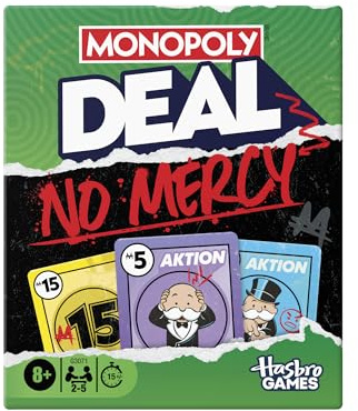 Monopoly Deal No Mercy Kartenspiel - Die Monopoly Deal Edition ohne Erbarmen - Unterhaltsame Familienspiele für Kinder, Jugendliche und Erwachsene - 2-5 Spieler - Ab 8 Jahren - Deutsche Version