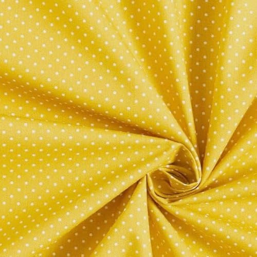 Tessuto Cotone 100% a Pois– 100 cm x 148 cm Stoffa per Cucito, Tessuti al metro, Stoffa cotone al metro, Cotoni per cucire (18 colori disponibili) (Giallo)