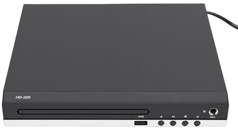 MENDUNER Lettore DVD 1080P HD Multi Region CD Lettore DVD per TV Stereo Domestico con Riproduzione MP3 USB, Telecomando e Ingresso Microfono da 6,5 ​​mm (Spina europea)