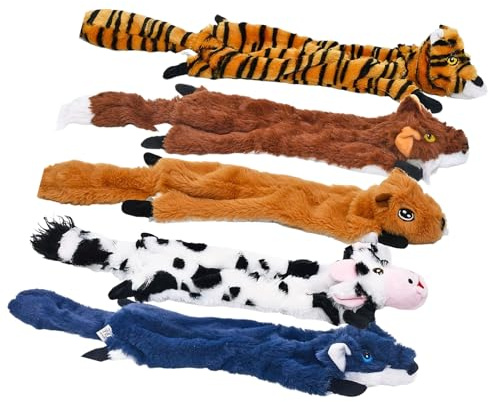 Plysch Hundleksaksset - Interaktiva Pipiga Husdjursleksaker, Realistiskt Tuggpaket För Djur | Fem Stycken Bite Play Collection Valpar Små Raser Seniorer, Ljudframkallande Hämtleksaker För Tänder T