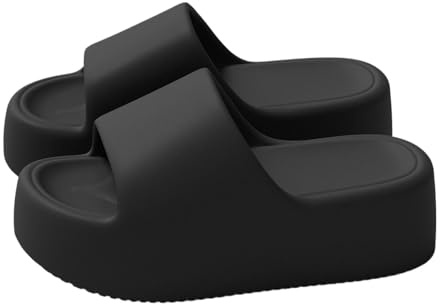 BQDPYZBD Pantofole Sandali con Plateau da 6,0 Cm Donna, Spiaggia Estivi Suola Morbida in Eva-nero-37-38
