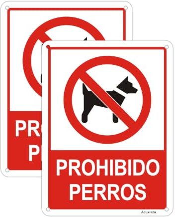 Acuxiaza 2ud Cartel Prohibido Perros en PVC - 15x20cm - Adhesivo Cartel | Grosor 0.8 mm - No se Admiten Perros - Señal Prohibido Mascotas - para Exterior y Interior