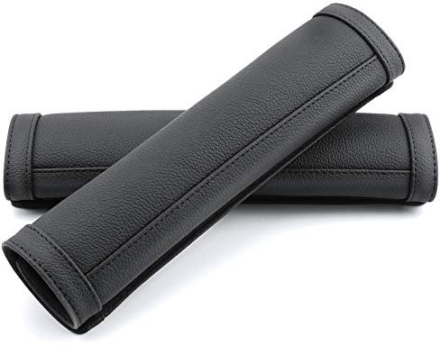 COFIT Almohadilla Cinturon Coche Protector Seguridad Microfibra Antiescape Silla Cubre Cinturón Cómoda, 2 Piezas, Negro