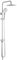 GRIFEMA Colonna Doccia Colonna Doccia Acciaio Inox Senza Miscelatore Fori Muro Regolabili Asta Doccia Gruppo Doccia Colonna Con Soffione e Doccetta Porta Ogetti Mensola 25x25cm, G7005
