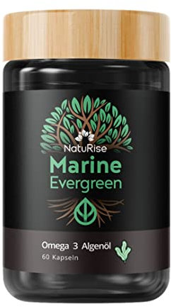 NatuRise® Omega 3 Vegan – Algenöl - 804mg DHA & EPA – Hochdosiert – 60 Kapseln - Neue Rezeptur - Laborgeprüft – Triglycerid-Form – Ohne Carrageen – UV-Glas