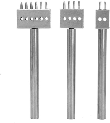 3Pcs Stanzwerkzeuge DIY Edelstahl flach Meißel Leder Meißel DIY Leder Locher Lederhandwerk Werkzeug Kit zum Nähen Poröser Lederpuncher(5 mm)