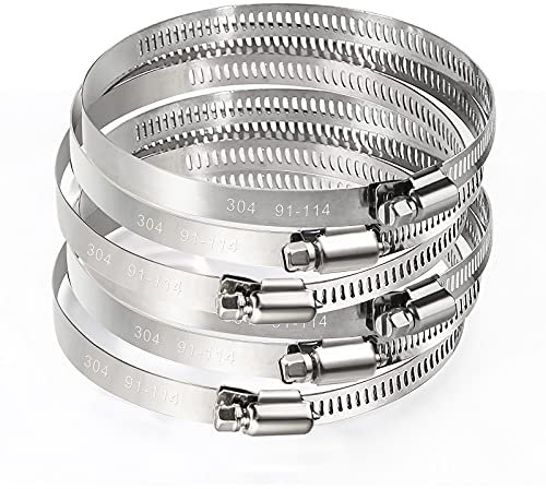 MIAHART 4 Zoll Schlauchschellen 91-114mm | 6 Stücke Verstellbare Edelstahl Rohrschelle für Pool, Teich und Garten