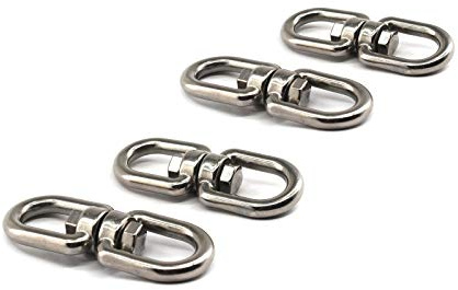 304 Edelstahl Doppelendiger M6 Schwenkbügel Öse Haken 8 Form Ringverbinder perfekt zum Aufhängen und Drehen, 4 Stück