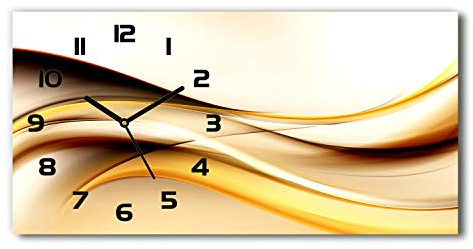 Tulup Horloge en Verre 60x30cm Silencieuse sur Pied Salon Design La Mur Impression Verre Sécurité Noir - Vagues abstraites