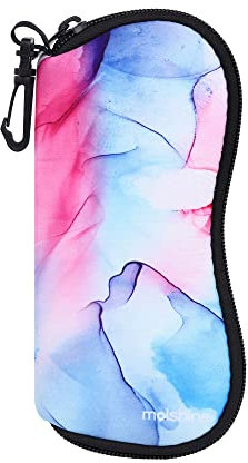 molshine Custodia Morbida per Occhiali da Sole,Custodia per Occhiali con Cerniera in Neoprene,Borsa per Occhiali Portatile con Gancio per Donna Uomo (Rosa Viola)
