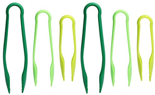 Lot de 6 pinces en plastique pour servir, pinces à salade en plastique pour servir les enfants, pinces de cuisine, pinces à légumes, pinces à aliments pour barbecue, grillades, friture.