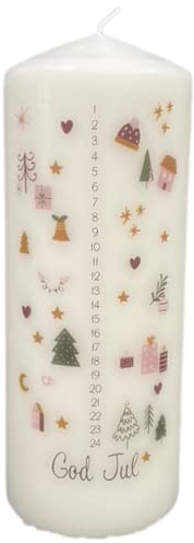 Adventskranzkerze Kalenderkerze 1-24 Weihnachten Advent God Jul Stumpenkerze (15/6cm)