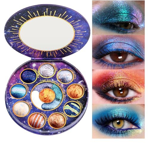 TINTARK Galactic Assemble Lidschatten Palette 14 Colors, Glitzer Metallish Eyeshadow, Grün Blau Lila Braun Naked Creme Make-up Paletten, Galaxy Schminke Create Space-like Eye Looks, Vegan & Talc Free