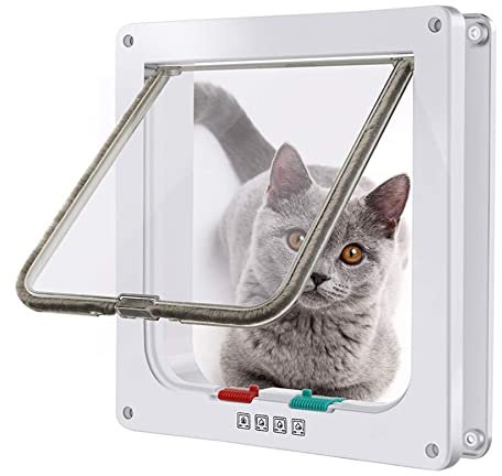 Moaobooh Katzenklappe, 4 Wege Verriegelung Haustiertür, Katzen/Hundeklappe mit Tunnel