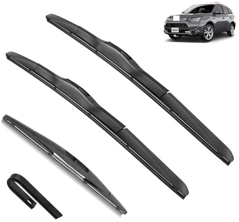 Juego de escobillas limpiaparabrisas delanteras y traseras compatible con Mitsubishi Outlander 3 MK3 2013-2021 PHEV parabrisas 26 + 18 + 12 ventana de accesorios (Color : Front Rear, Size : LHD)