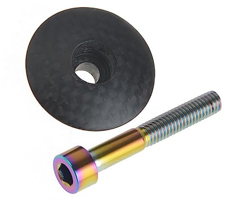 UKCOCO Titanlegierung Kopf Und Gabelabdeckung Carbonfaser Für Mountain Und Rennrad Hochfeste Leichte Bauweise Mit Schraube Rauchsilber Finish