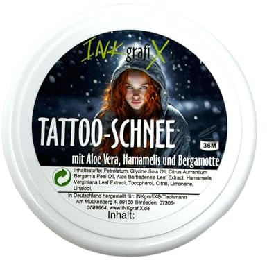 INKgrafiX® TATTOO SCHNEE 30ml - NEU! Bergamotte, Hamamelis und Aloe Vera Schmiere - aus Deutschland mit natürlichen Inhaltsstoffen- PROFI - STUDIO