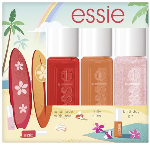 Essie Sommer-Nagellack-Set Surf Up: Sommerliches Mini Trio Kit, Handmade With Love, Frilly Lilies, Birthday Girl (Nr. 858, 824, 514), 5 ml