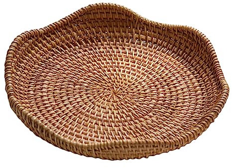 Alipis Bandeja De Mimbre Cesta para Servir Pan Bandeja De Pan De Escritorio Cesta De Mimbre Tejida Cesta De Frutas Tejida Cestas Tejidas Naturales Cesta De Frutas Tejida Cesta Creativa