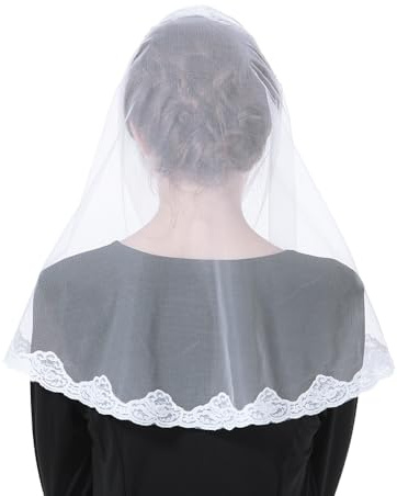BEAUTELICATE Spitzen Mantilla Schal Schleier Tüll Stola Schwarz Weiß Für Damen Kirche Messe Latein Kapelle Katholisch Braut Brautjungfer V110