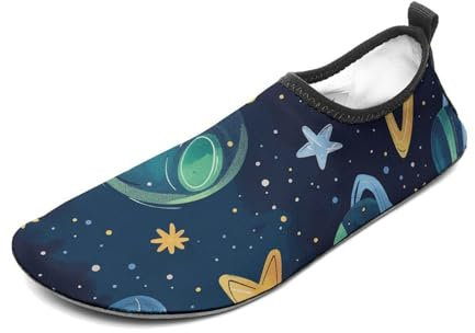 Wasserschuhe für Damen und Herren, schnelltrocknend, Aqua-Socken, Schwimmbad, Barfußschuhe, Cartoon-Stil, Weltraum, Strandschuhe, Stil 7, 40/42 EU