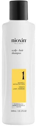 Nioxin Sistema 1 Scalp + Hair Shampoo - Shampoo Fortificante per Capelli Naturali con Assottigliamento lieve - Arricchito con Biotina e Niacinamide (300ml)